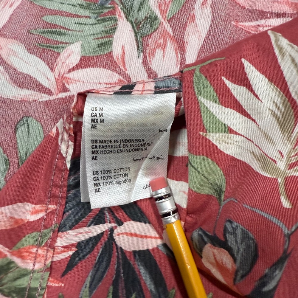 NWOT SUN + STONE Men's Short Sleeve Button Up Shirt Tropical Leaf Print Size M - Picture 8 of 8